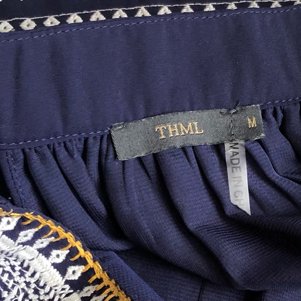 [THML] Embroidered Deep V Racerback Shift Dress - Picture 9 of 13